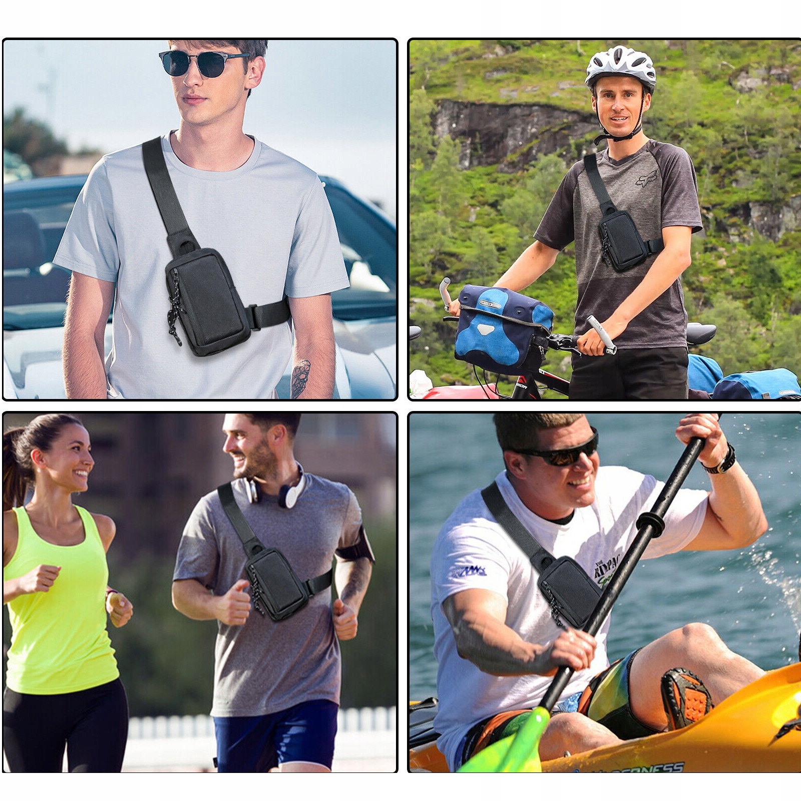 PLECAK MAŁY SASZETKA MIEJSKA TOREBKA NA RAMIĘ TORBA NA KLATKĘ PIERSIOWĄ Rodzaje kieszonek miejsce na bilon miejsce na dowód rejestracyjny miejsce na telefon