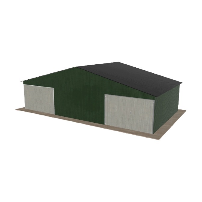Plechová garáž 10x5.5 m dvoupolohová, dvoupolohová, zelená