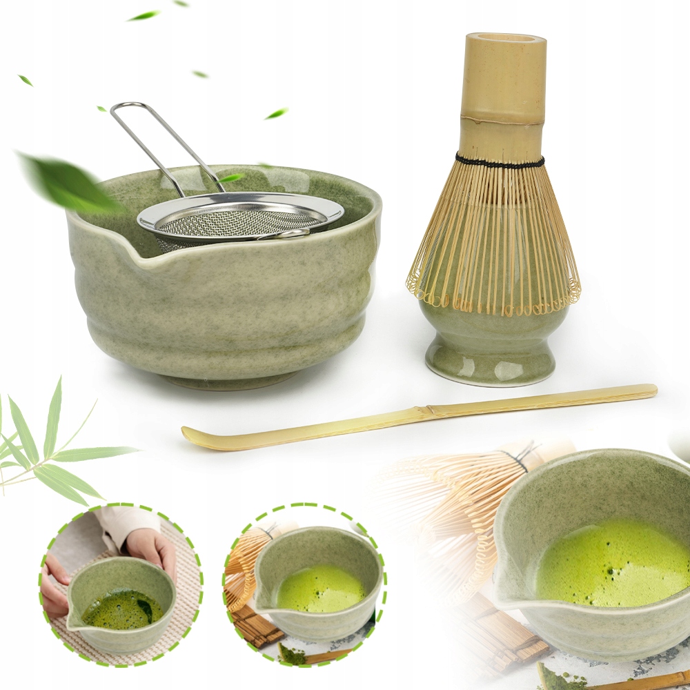 5-CZĘŚCIOWY Zestaw Matcha, Japońskie Akcesoria Do Ceremonii Matcha, Zielony