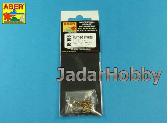 Aber 16106 1/16 Soustružené mosazné nýty 0,9 x1,3 x 0,5mm 40 ks