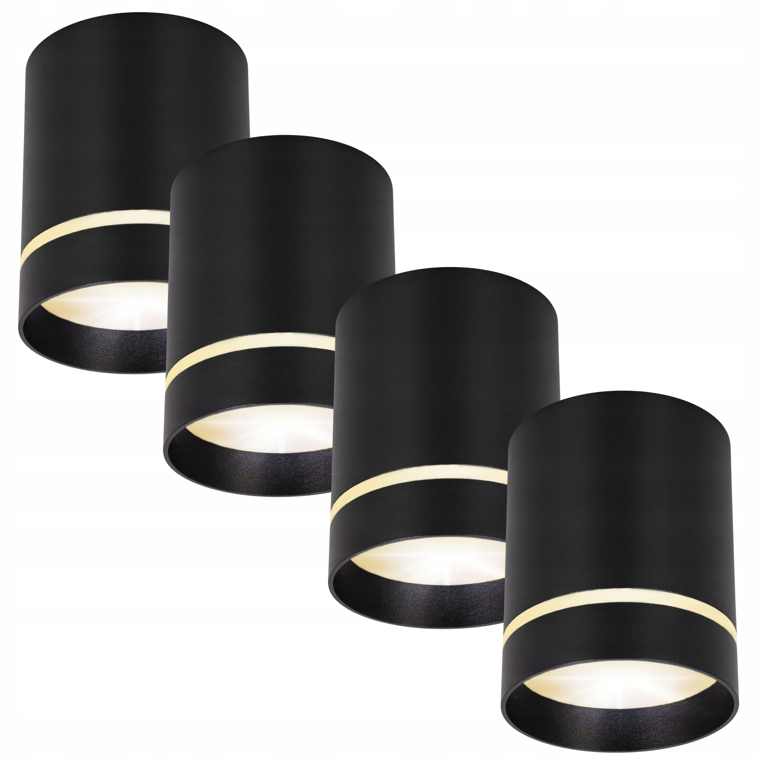 Led nástěnné svítidlo Halogenový spot Tuba GU10 stropní Černé kulaté x4