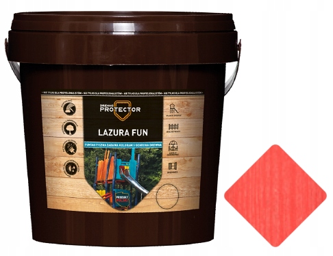 Lazura Fun 5L Červený Farbiaci Lak Na Drevo Dekspol Dr. Protector