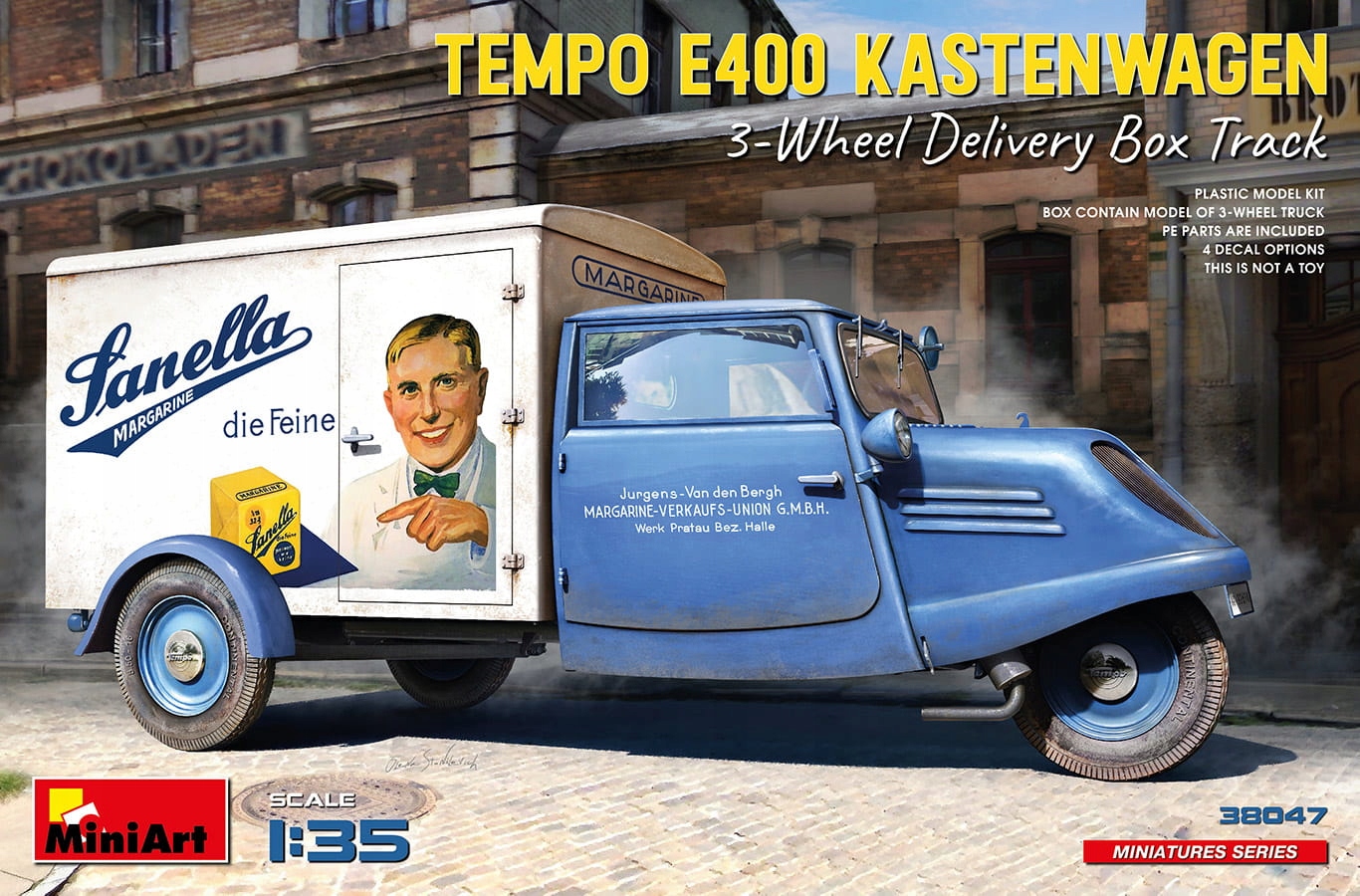 Tempo E400 Kastenwagen 3-kolová dodávka Box Track 1:35 MiniArt 38047