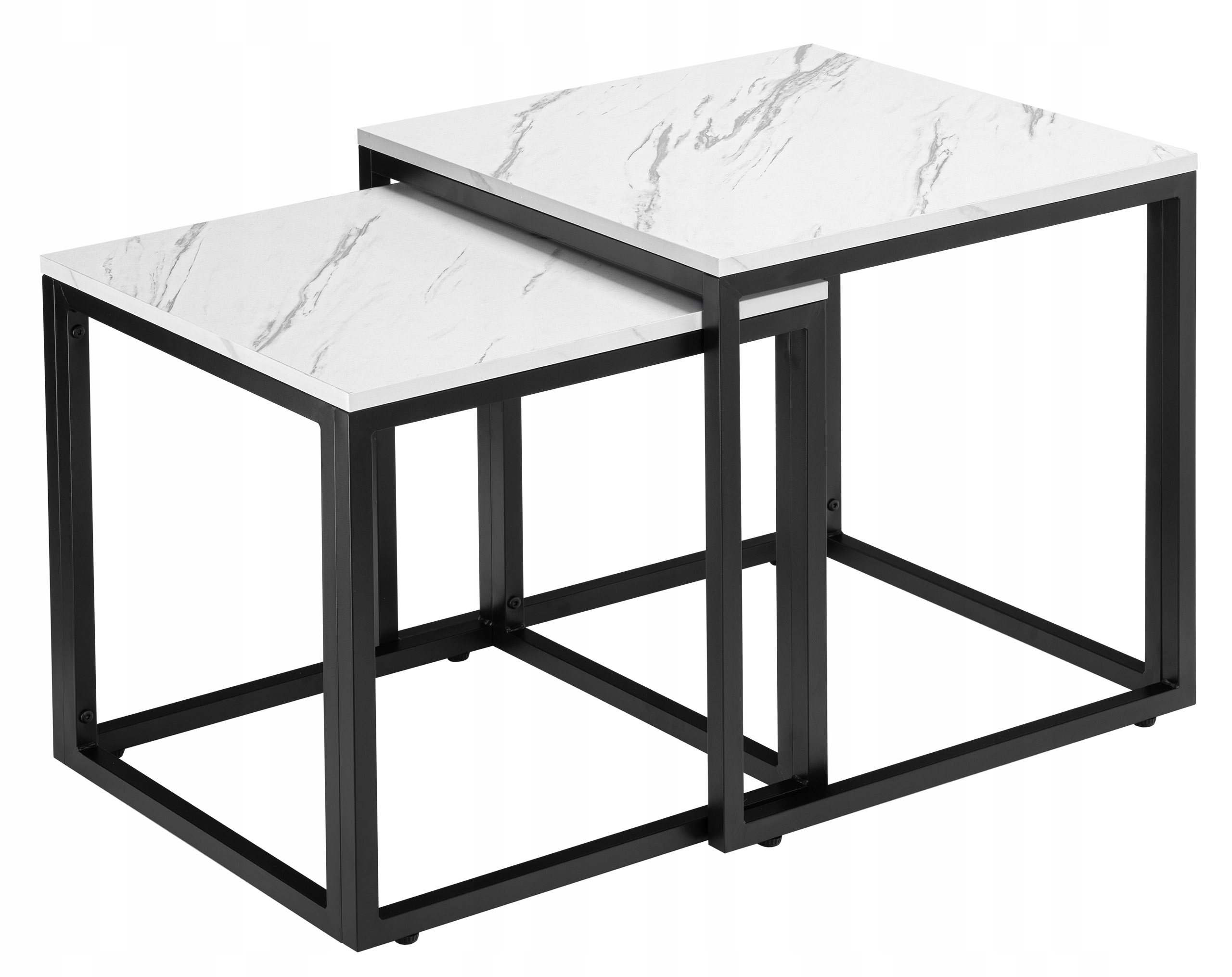 Sada Konferenčních Stolků Kávový Stolek 2V1 Lavice Do Obýváku Loft Marmor 50 CM