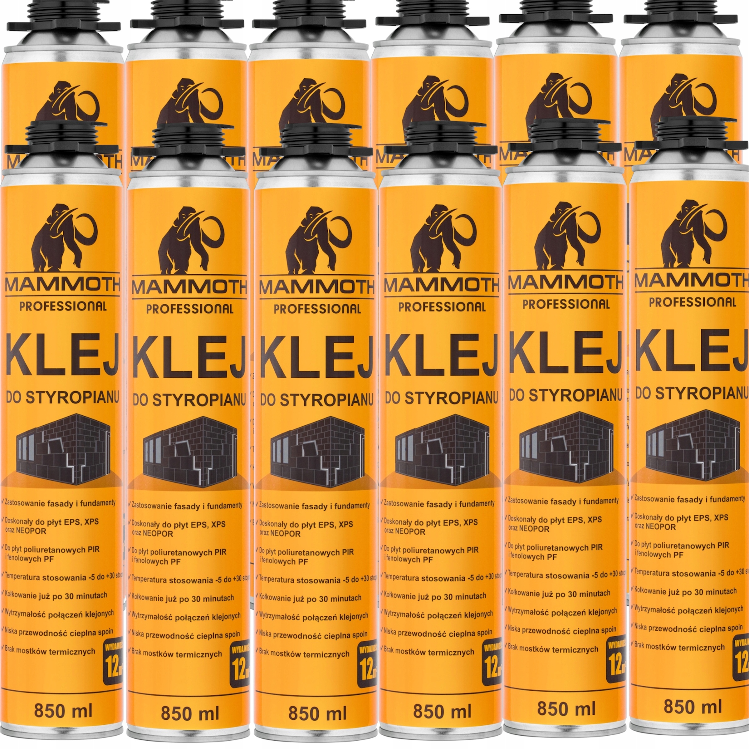 ZESTAW OCIEPLENIE KLEJ DO STYROPIANU 850 ml EPS XPS PIR MAMMOTH