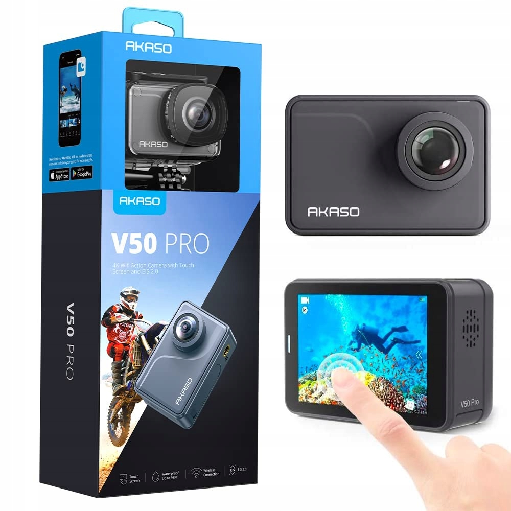 AKASO Kamera Sportowa 4K 30FPS 20MP WiFi Ekran Dotykowy EIS 40M Podwodna — miniatura 2