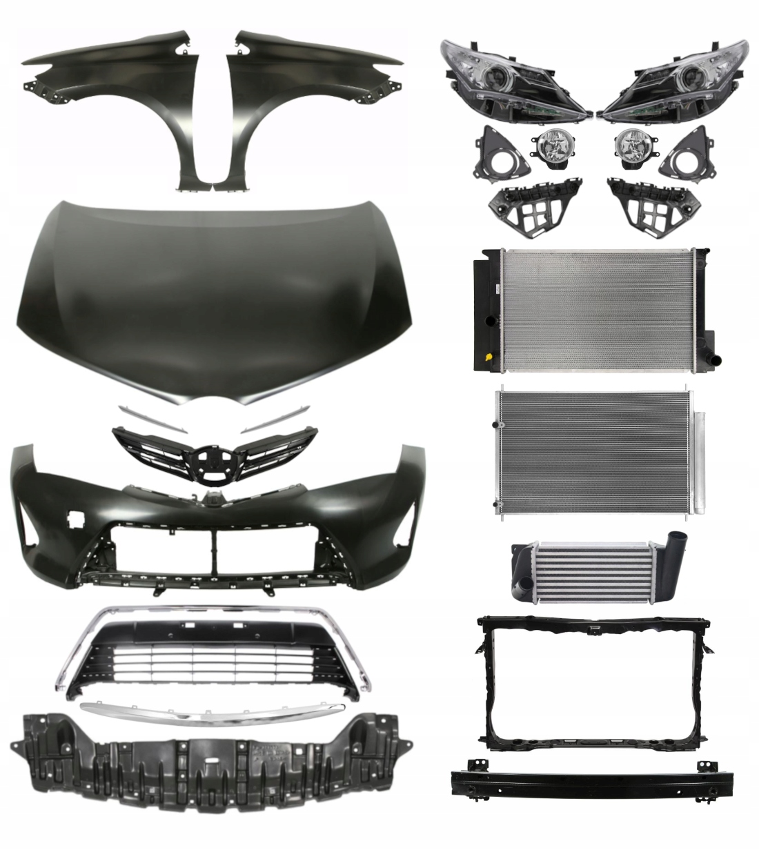 Toyota Auris 12-15 Maska Zderzak Błotnik Pas ZESTAW CZĘŚCI