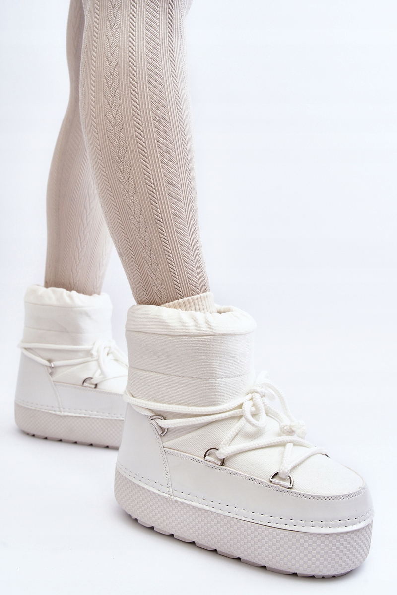 ŚNIEGOWCE DAMSKIE NA MASYWNEJ PODESZWIE Z WIĄZANIEM BIAŁE 37/38 Płeć kobieta