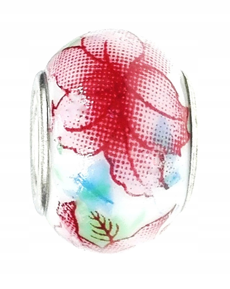 

Zawieszka beads - ceramiczny jasnoczerwone kwiaty