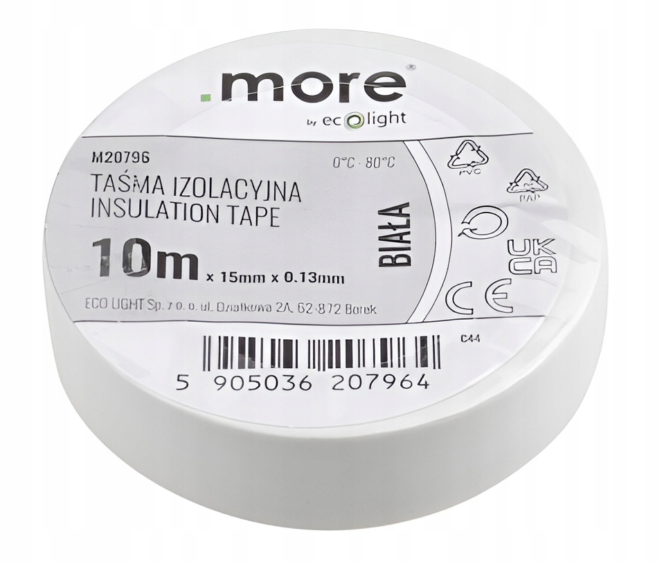Taśma Izolacyjna 10M 15MM Biała Izolacja Pcv Izolacja Kabli 10 Metrów