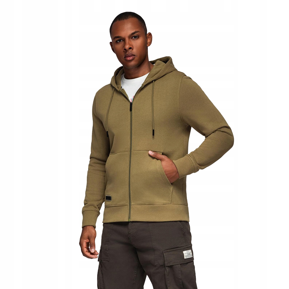 Bavlněná pánská mikina Basic olivová V2 OM-SSBZ-0160 S