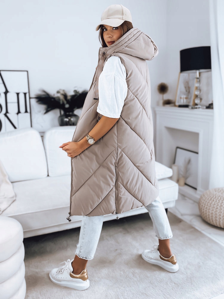 PIKOWANA KAMIZELKA DAMSKA BEZRĘKAWNIK roz. S Kolor beżowy