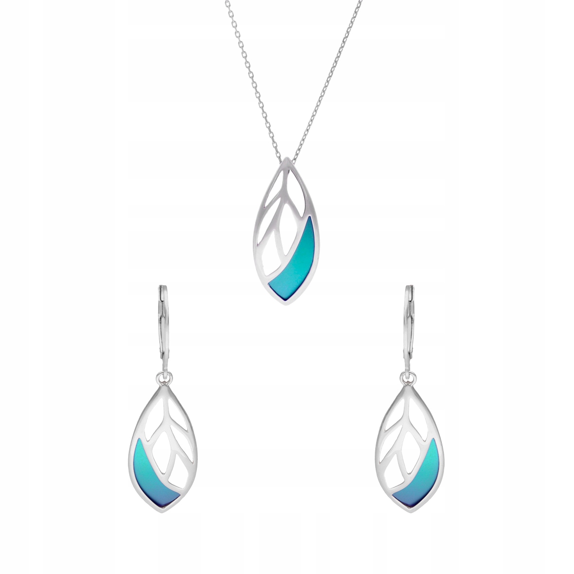 stříbro sada s tyrkysovou kapkovou strukturou