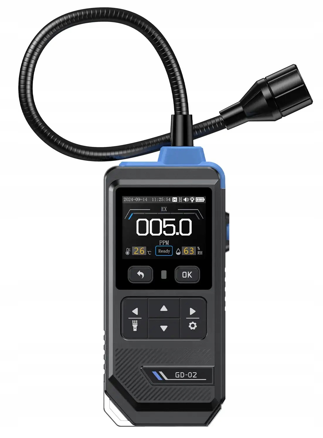 Měřič plynu Fnirsi GD-02 Detektor hořlavých plynů Snímač alarmu LCD Pouzdro