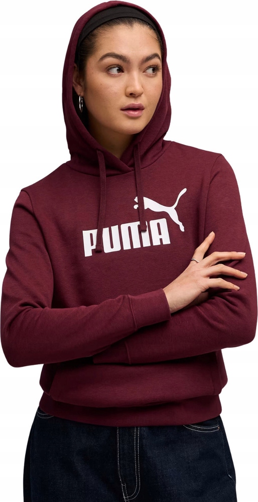 Mikina S Kapucí (klokanka) Puma Ess NO.1 Logo Hoodie Fl Bordó vel. M