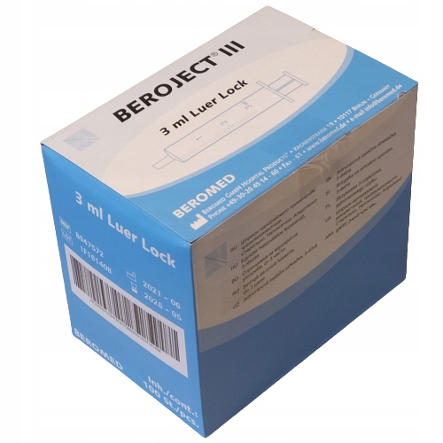 

Strzykawki 3 częściowe luer lock 3ml /100 szt