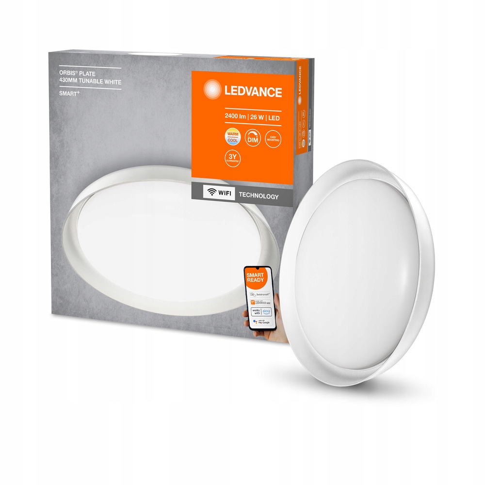 Stropné Svietidlo 26W 1250lm Cct stmievateľná, okrúhla, biela Smart+ WiFi Plate