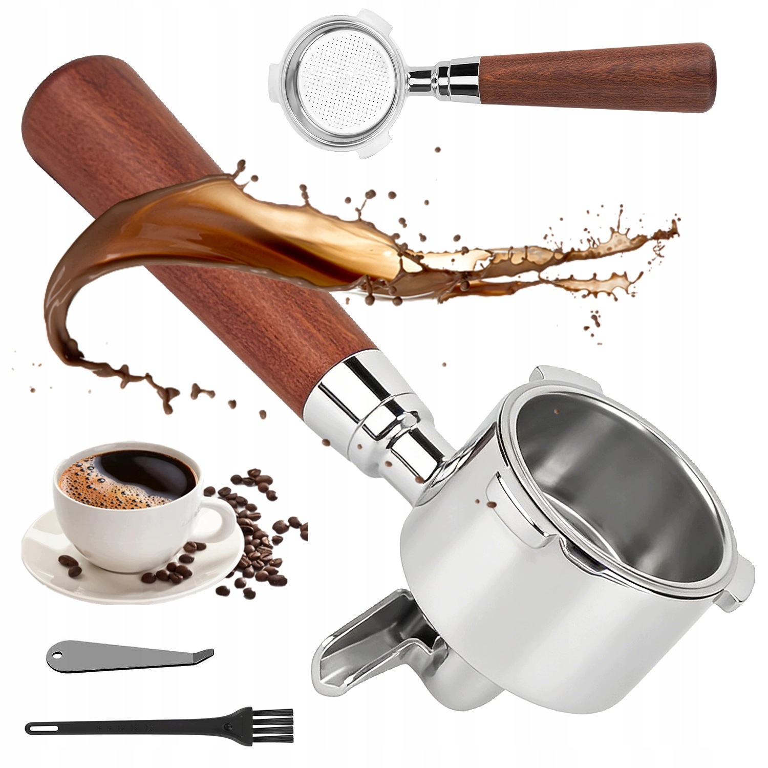 Profesionální Držák Na Kávu 51 MM Pro Delonghi S Kartáčem A Nástrojem