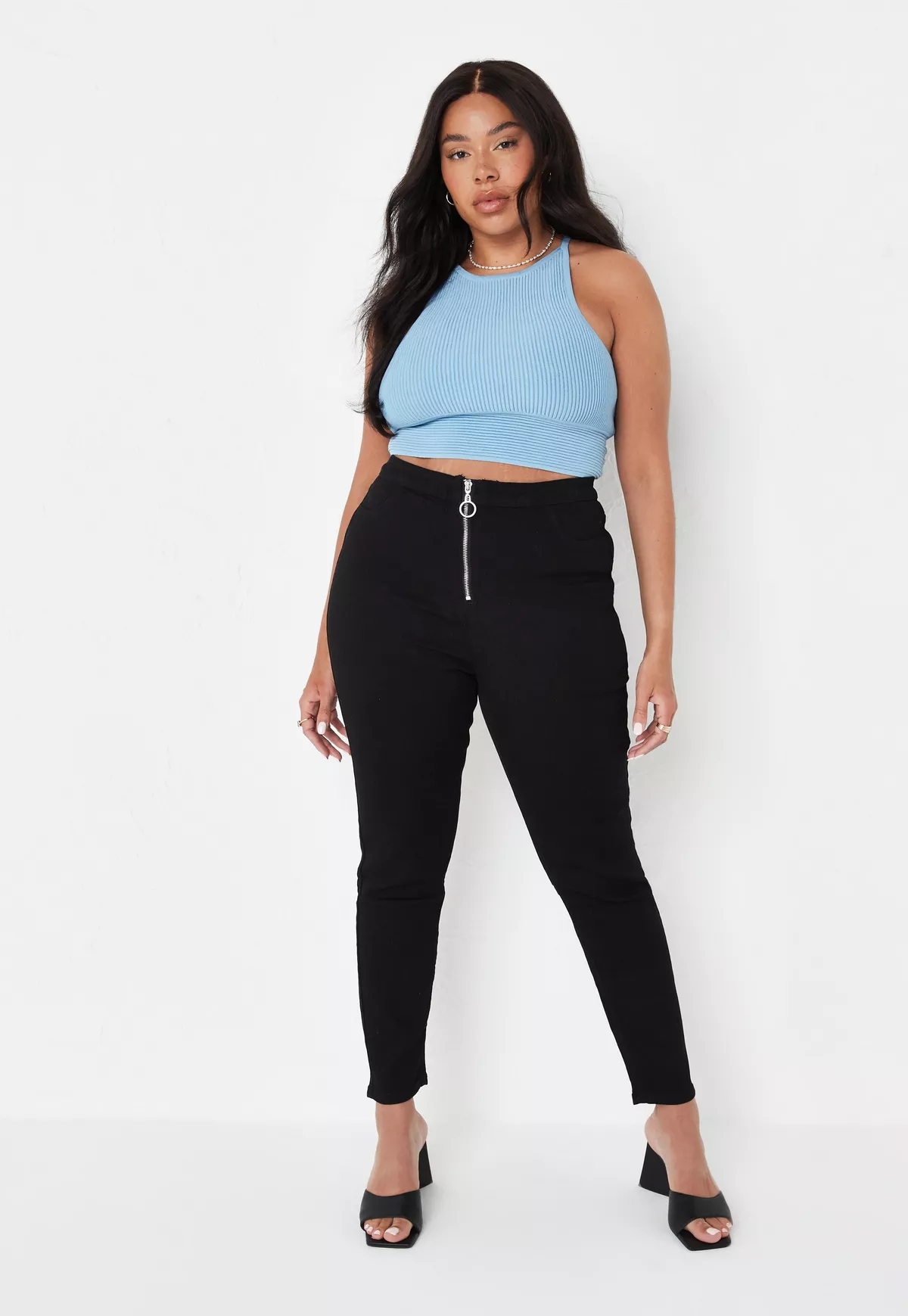 

Missguided_spodnie Jeansowe Z Zamkiem 10238968004