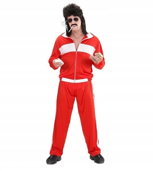 STRÓJ DRESIARZ LATA 80 90 CZERWONY DISCO POLO XL