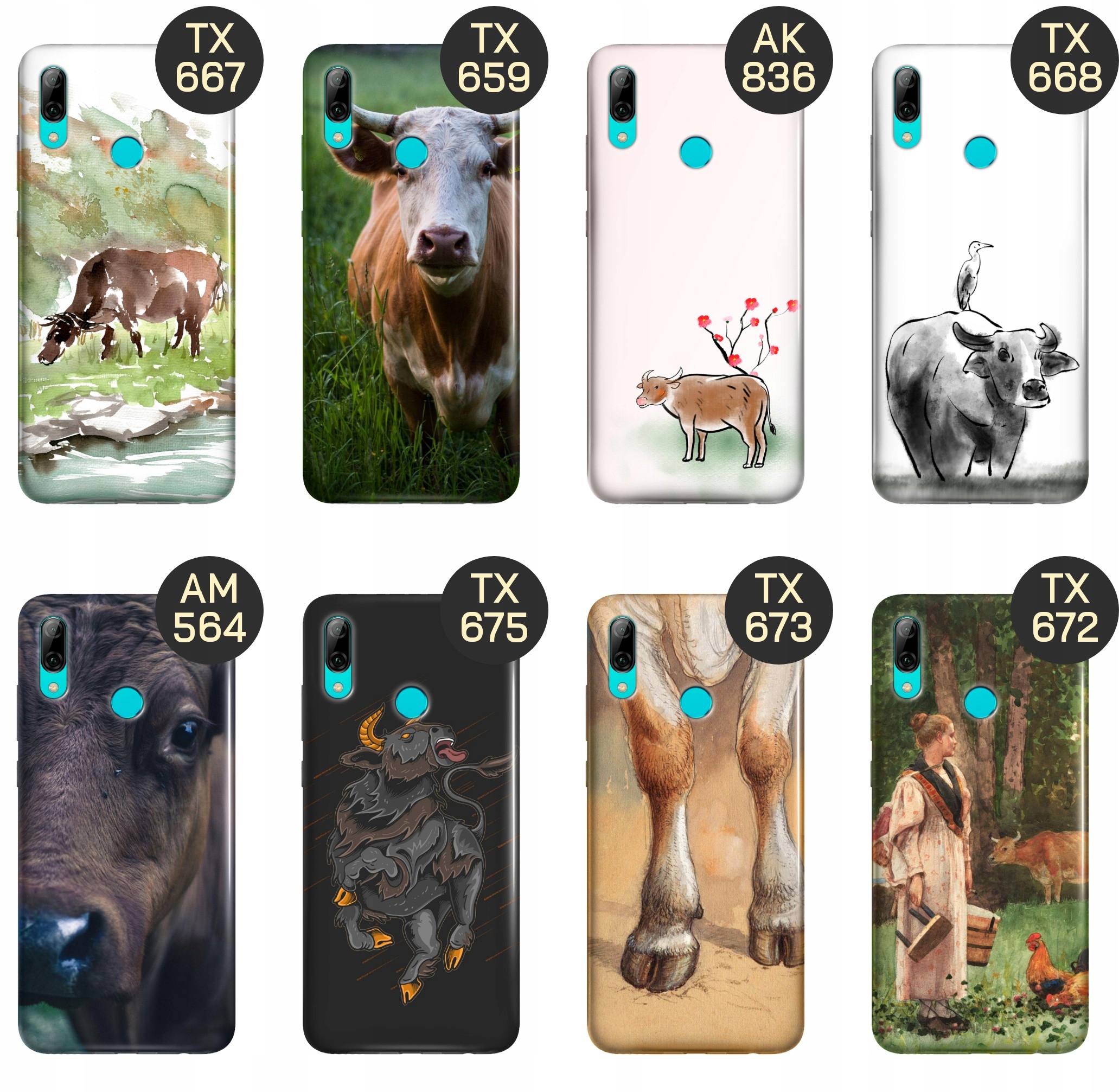 ETUI DO HUAWEI P SMART 2019 WZORY KROWA ŁATY PLAMKI OBUDOWA POKROWIEC CASE Kolekcja ETUI Z NADRUKIEM