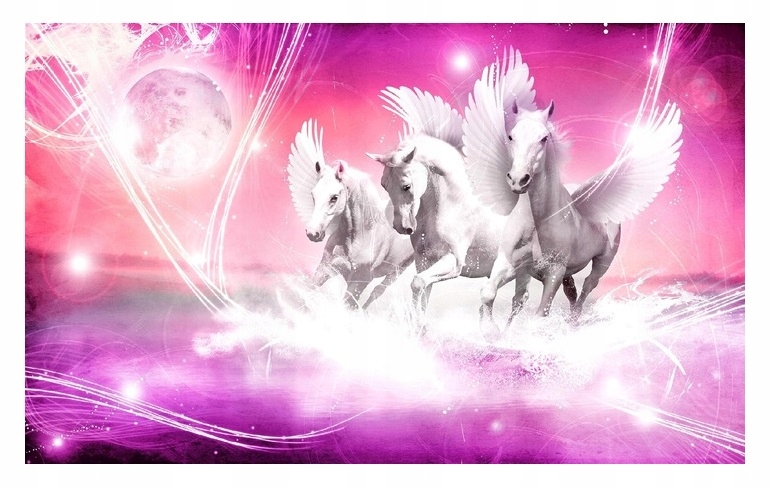 Fototapeta Kone Pegaz 3D Jednorožce Galop 312x219