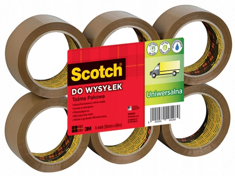 TAŚMA PAKOWA SCOTCH 371 3 M BRĄZOWA MOCNA ZESTAW 6 SZTUK