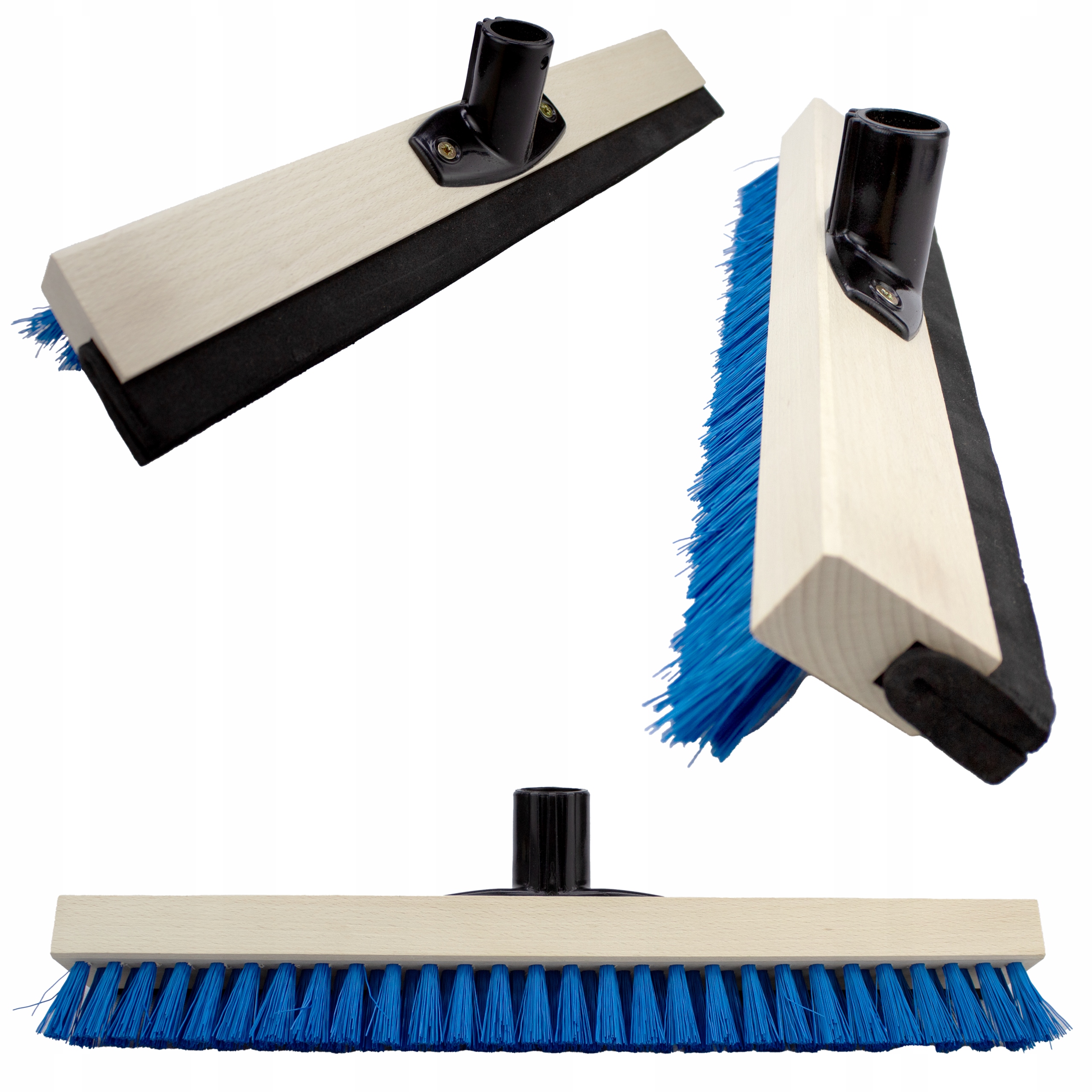 Levně Stěrka na vodu 40 cm 2v1 dřevěná s kartáčem na podlahy