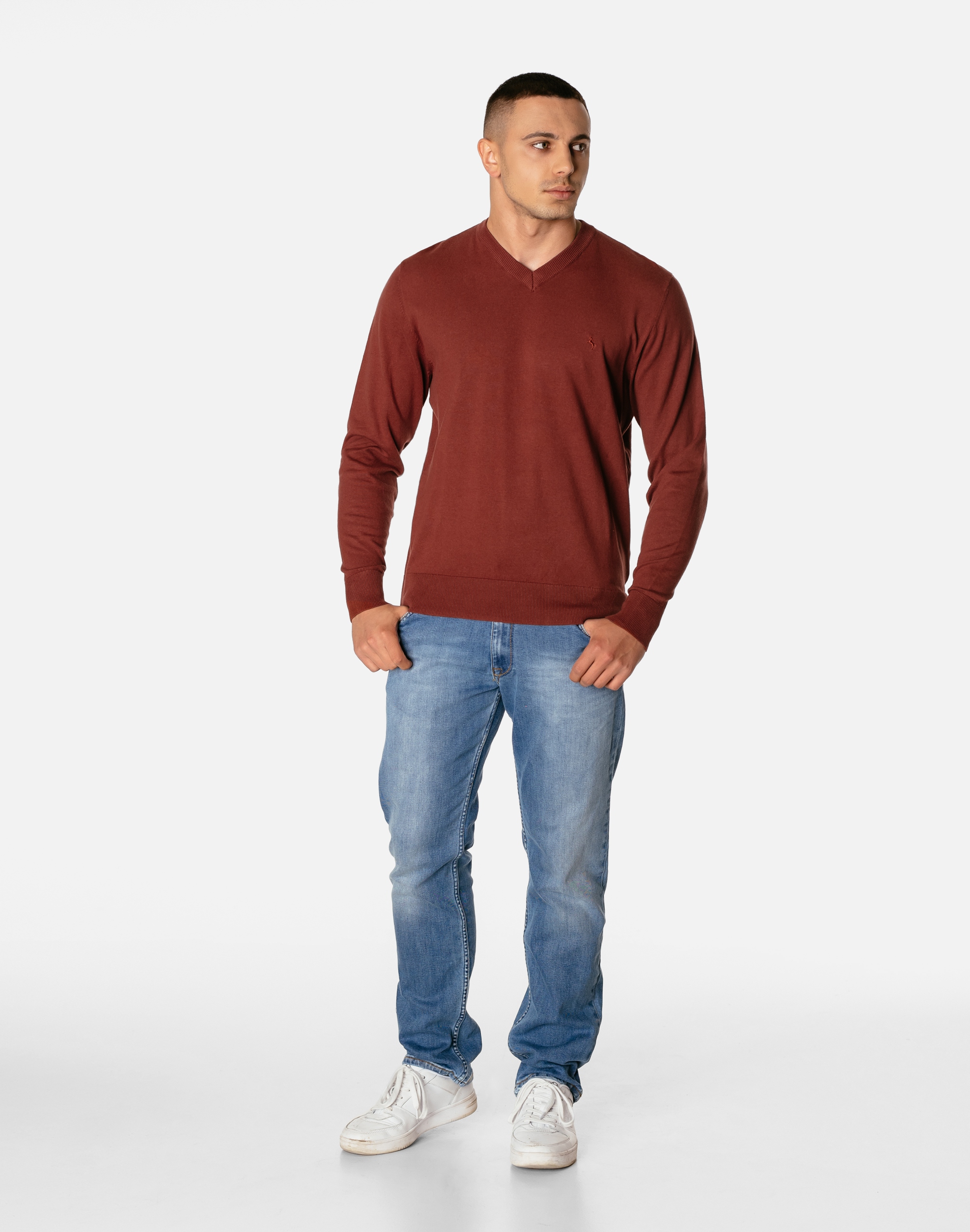 Cienki Sweterek Sweter Męski w Serek S1S C123 r XL Marka Megitarnow