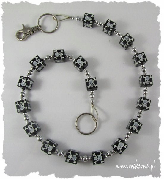 Czarny łańcuch do spodni kostki uniwersalny Długość bez klamry 77 cm