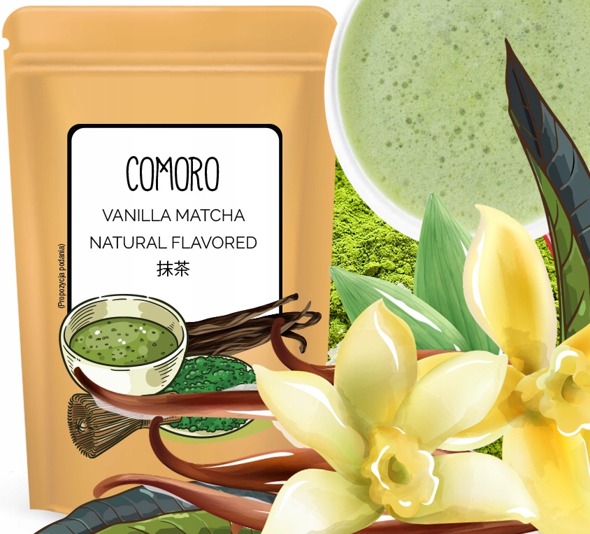 Japonská vanilková matcha s příchutí vanilky Čaj Latte Vanila