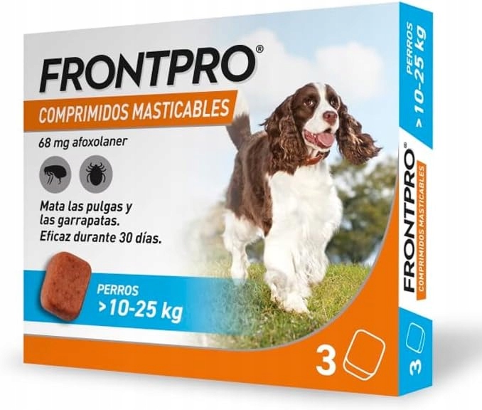 Frontpro Tabletki 3 szt. dla psa smakowa na pchły i kleszcze 10-25 kg