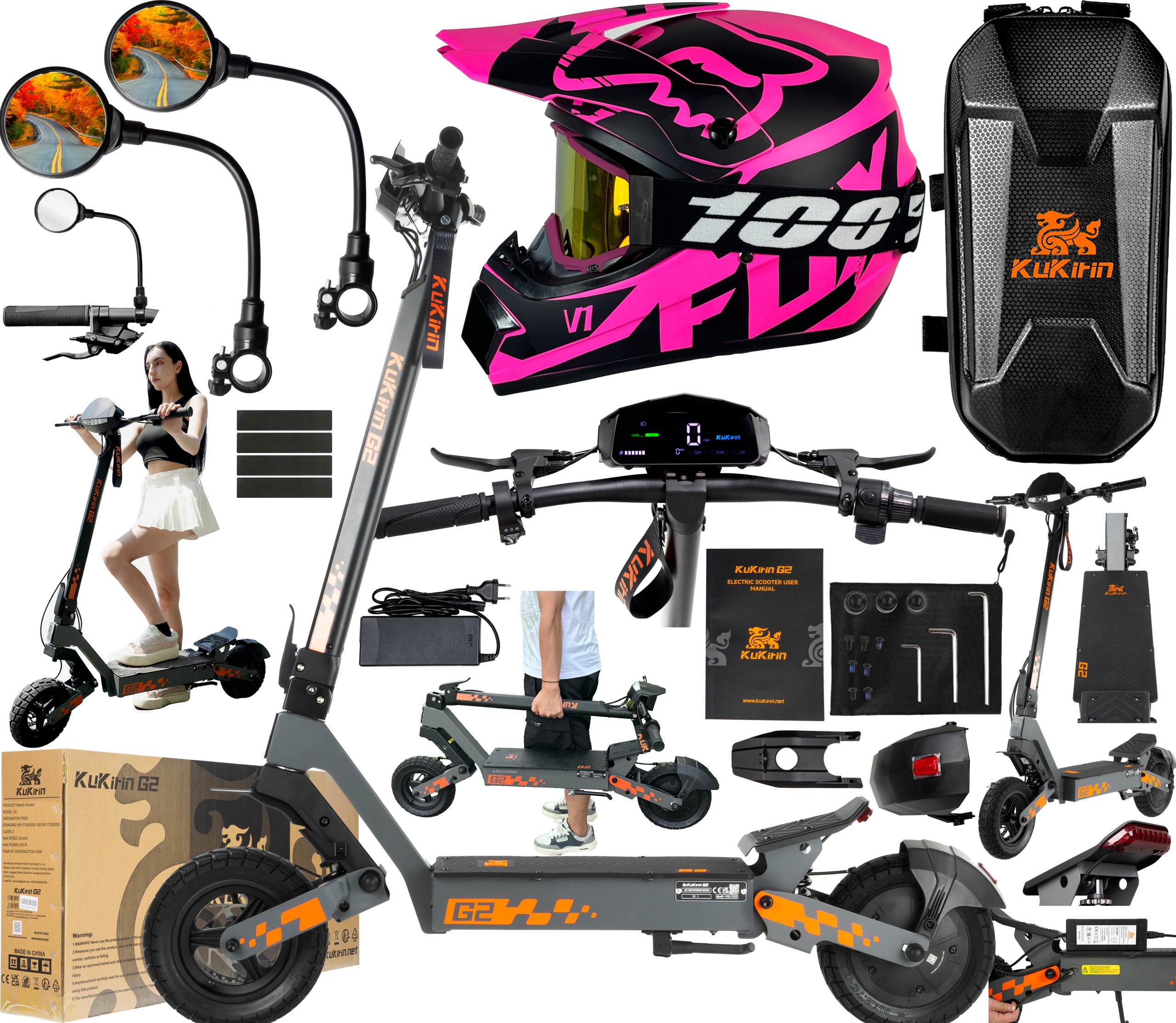 KuKirin G2 Elektrická vozidla 800W 48V 15Ah 45KM/H Meski/Dámské +Dárek