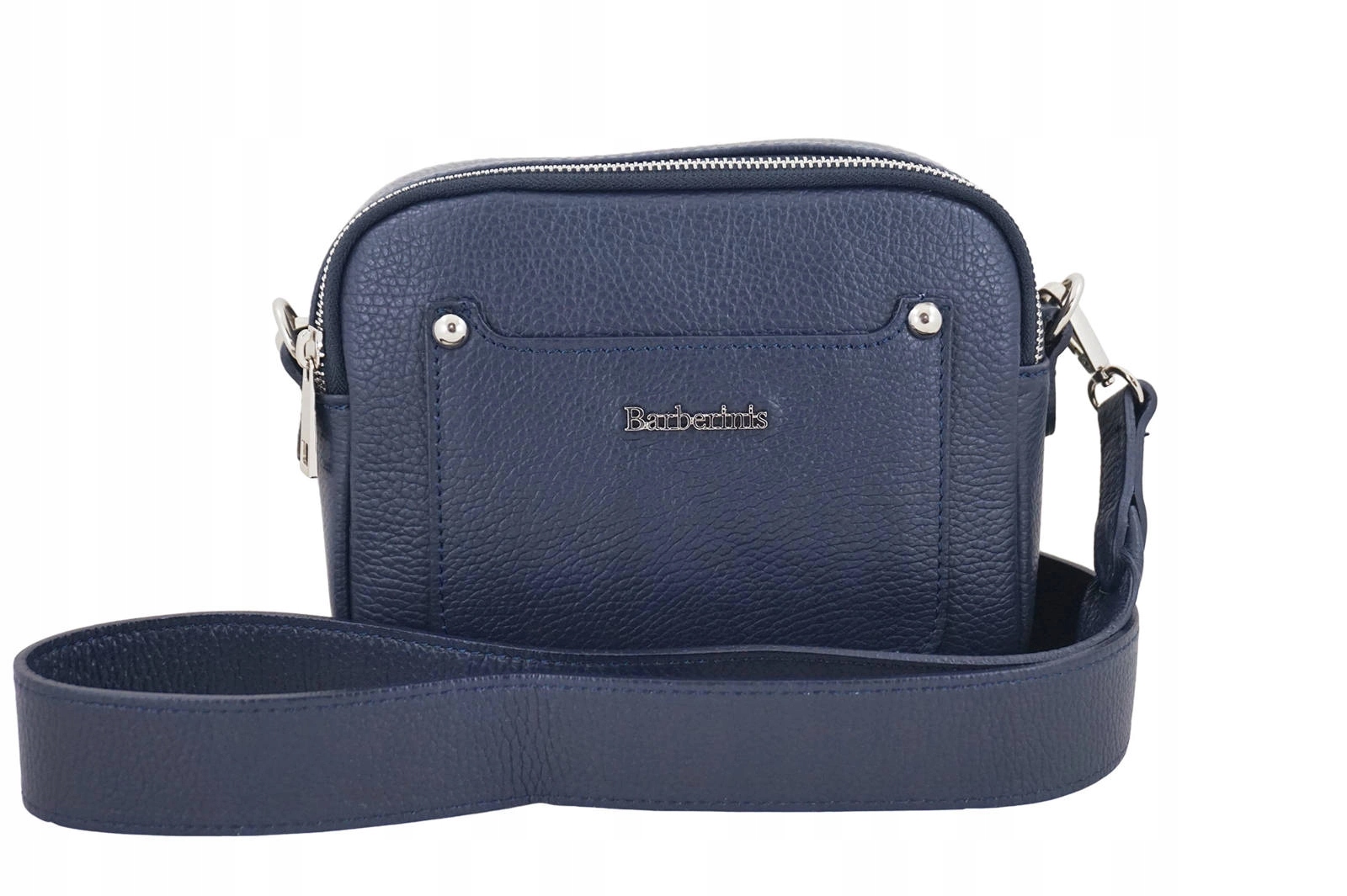 Kabelka Přes Rameno dámská kožená na širokém pásku, modrá