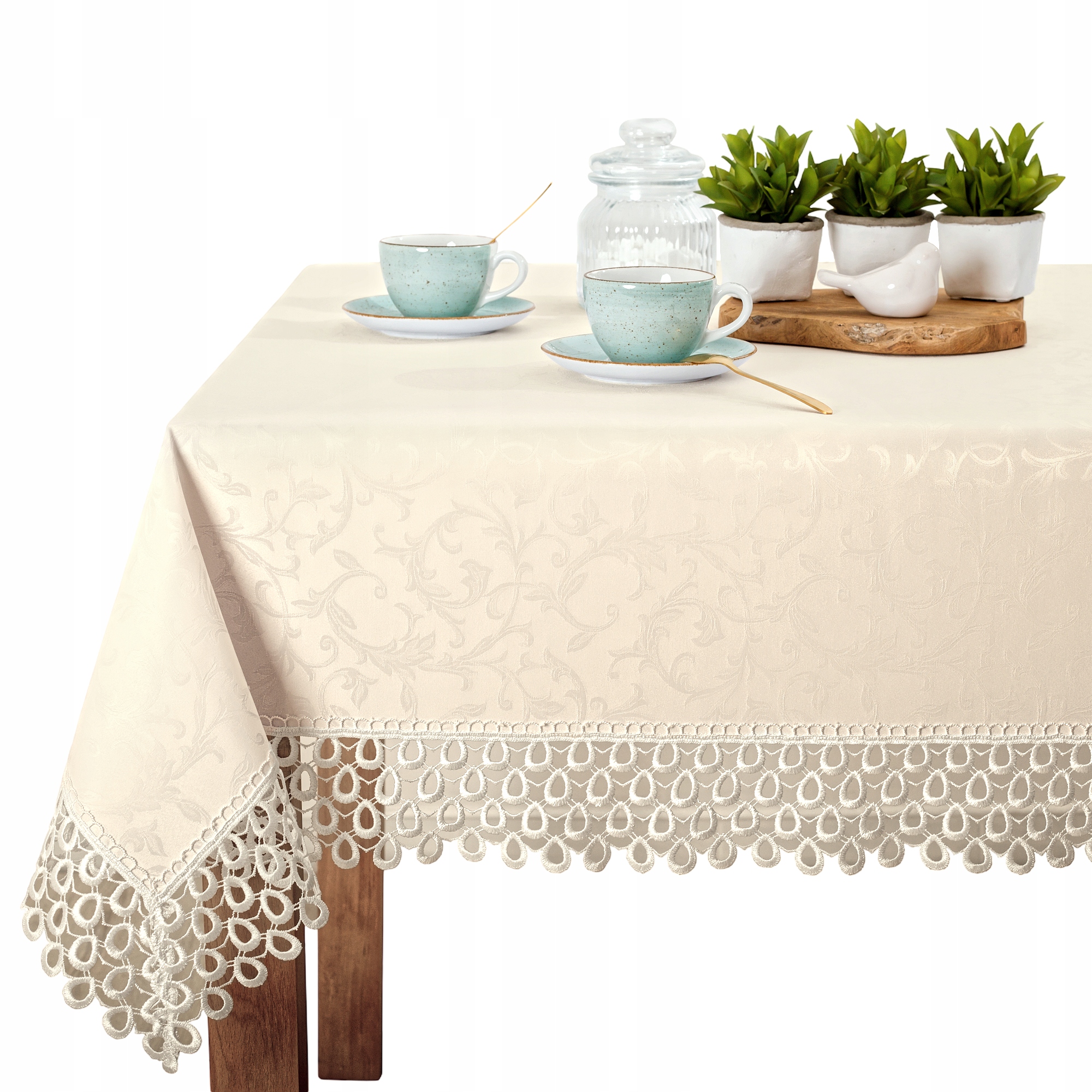 Ubrus s Gipiurou Ecru odolný proti skvrnám G0609E Ares 140 x 240 cm