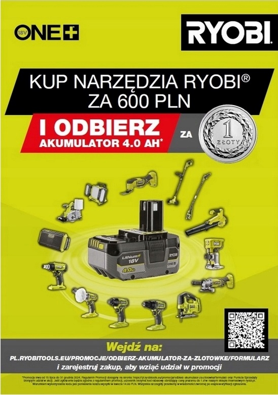 Klucz udarowy 18 V R18IW3 RYOBI 5Ah set Informacje dodatkowe walizka transportowa w zestawie