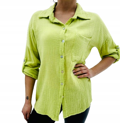 KOSZULA DAMSKA MUŚLINOWA - LUŹNA OVERSIZE Italy Marka bez marki