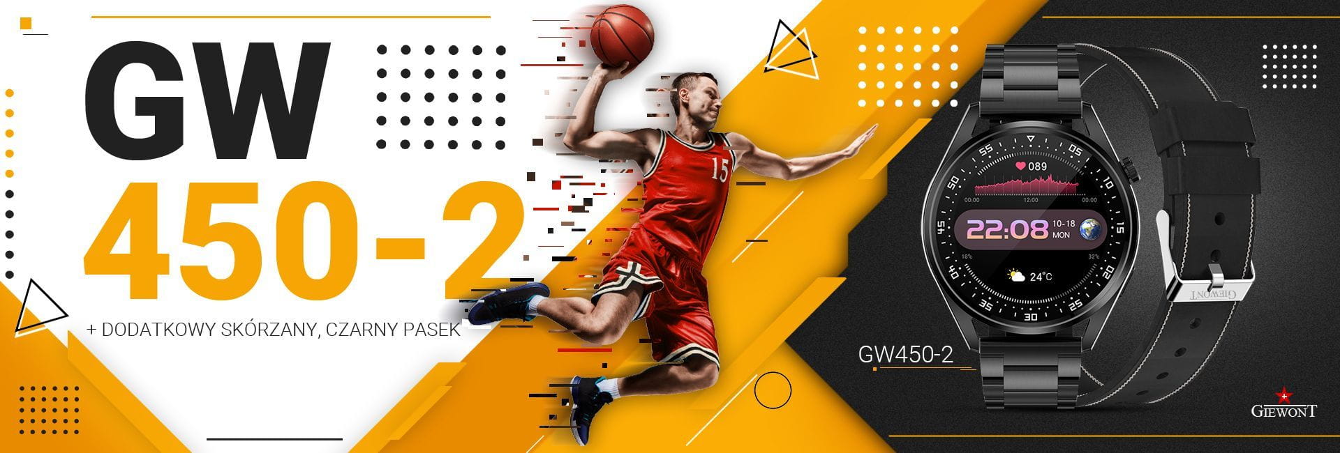 Smartwatch Giewont GW450-2 Czarny + Pasek Czarny S Kompatybilność systemowa Android iOS