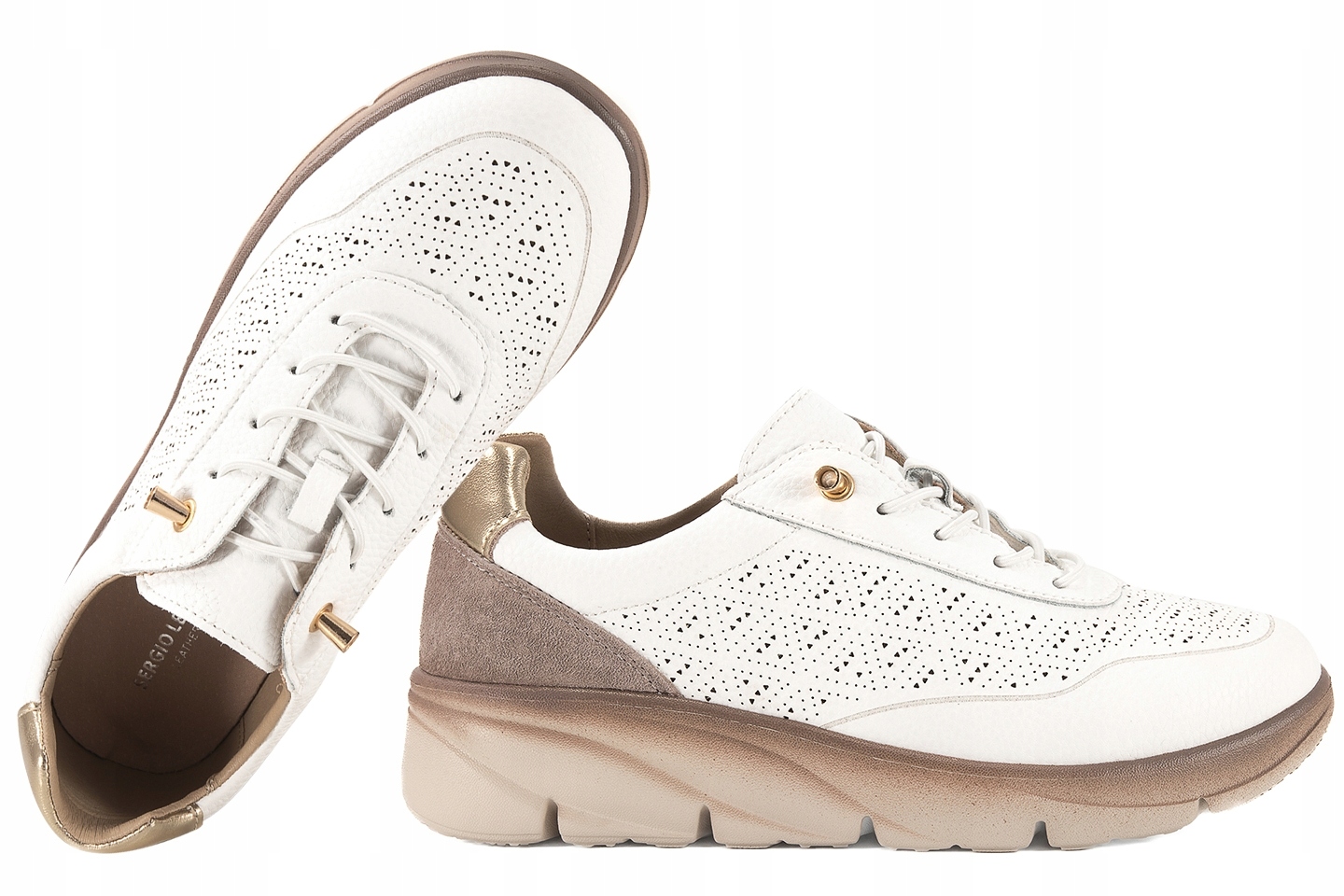 Sergio Leone SP-002 Dámské Sportovní Polobotky Kožené Tenisky Pu bílé 37