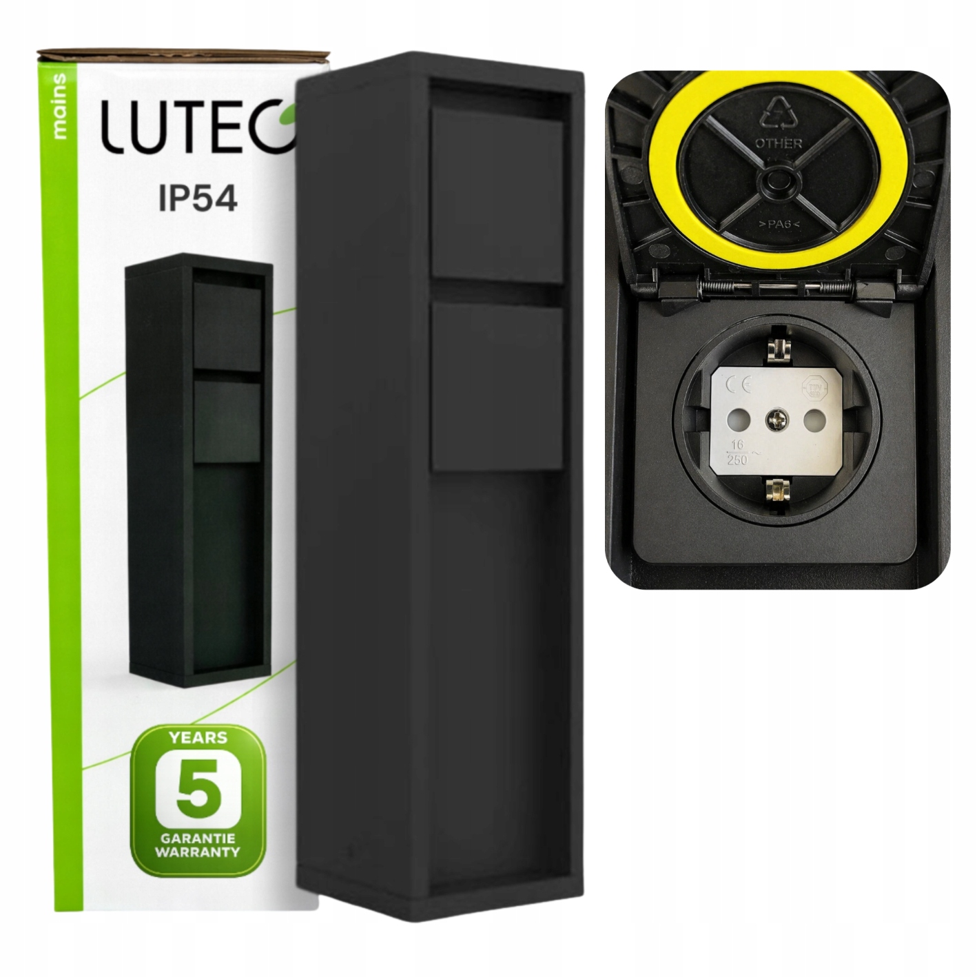 Elektrický napájecí sloupek 2xSCHUKO IP54 Černý Lutec Mains