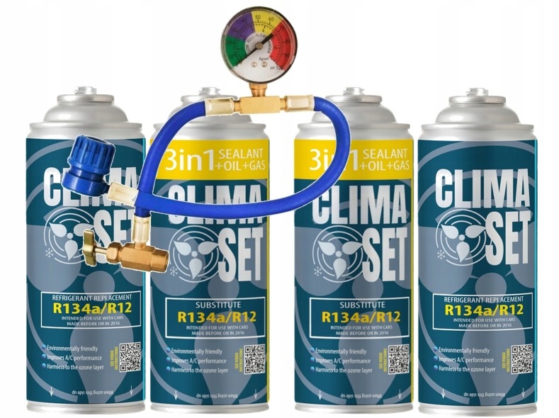 ClimaSet XL 2x R134a, 3v1 Naplňování Klimatizace Auta Těsnění Olej