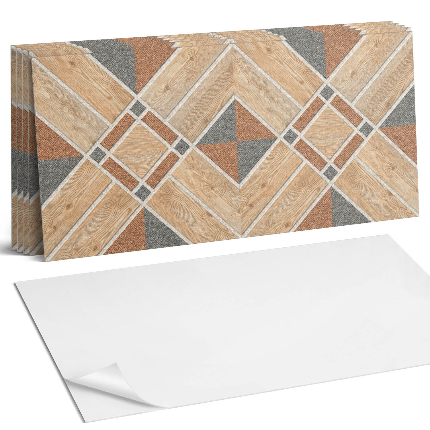 Pvc nástenné dlaždice Geometria v harmónii s dreveným akcentom 6 x 60 x 30 cm