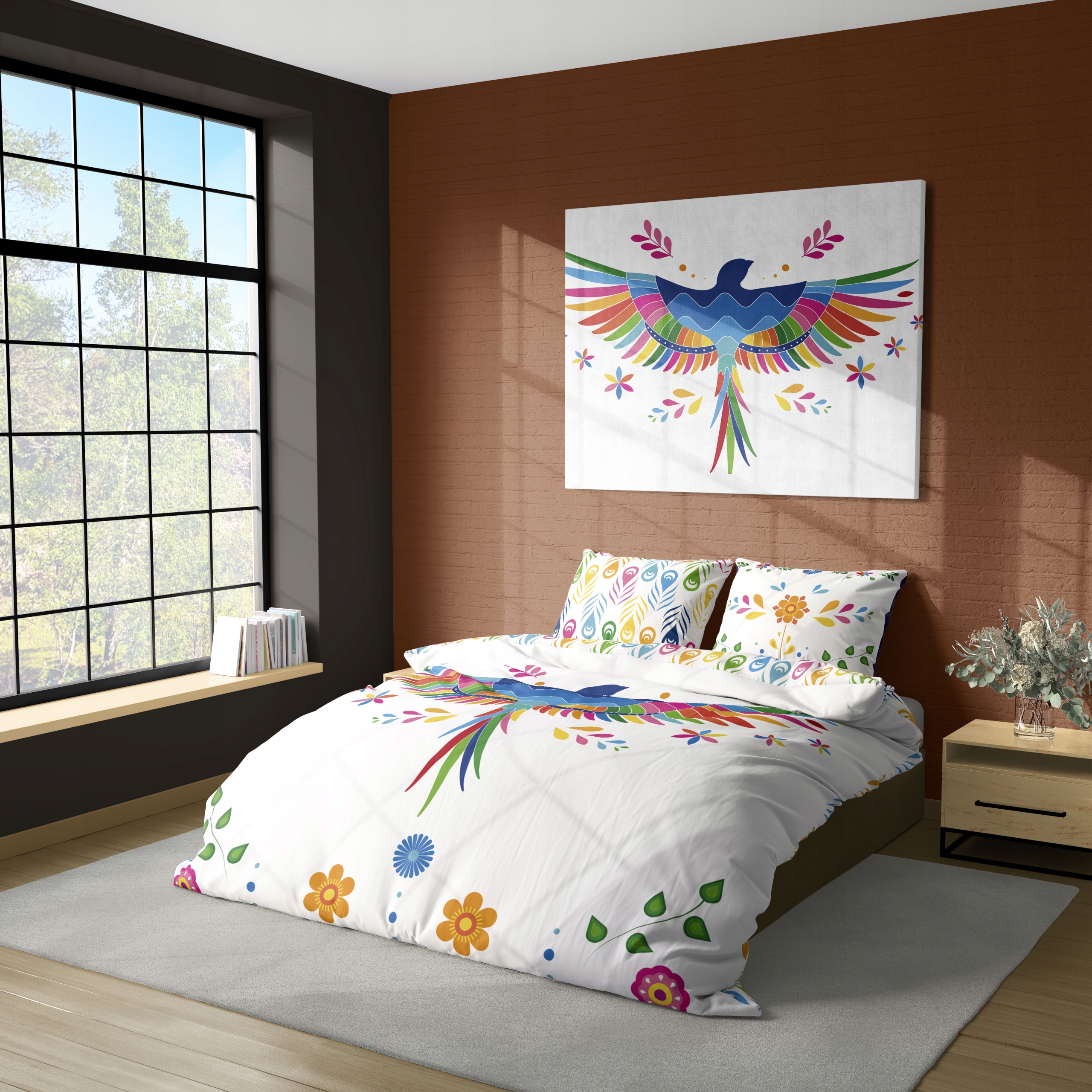 

Pościel łowicka Ptak 160x200 Folk 3-częśc komplet