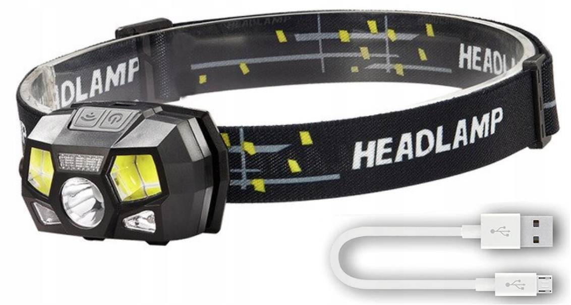 

Latarka Czołowa Czołówka Aku Czujnik Usb Tryby Led