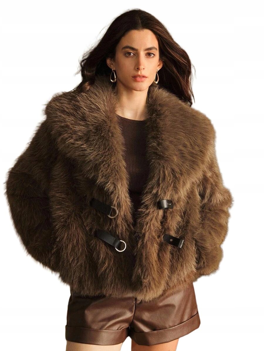 SHEIN FUTRO DAMSKIE Z KOŁNIERZEM S