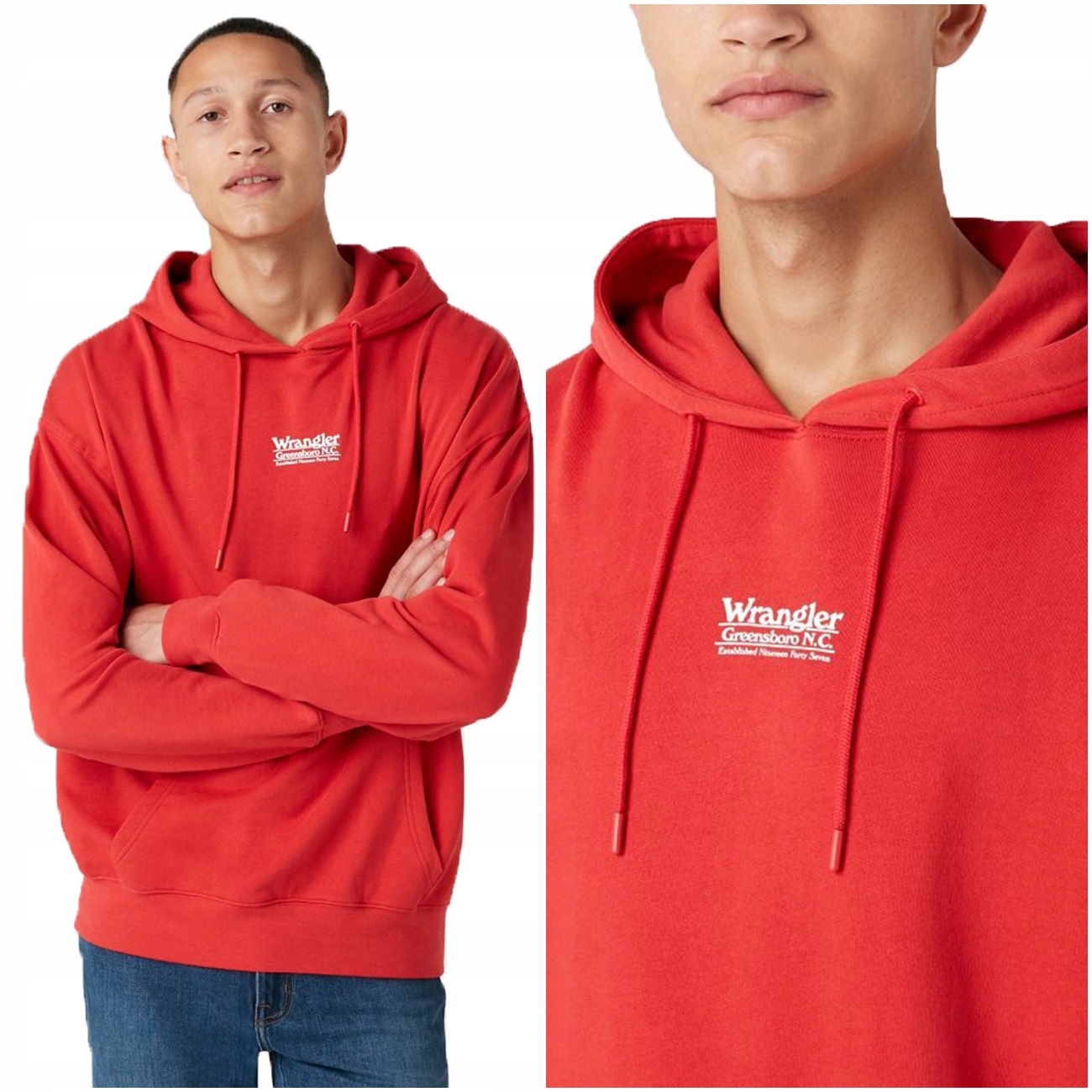

Wrangler Hoodie Męska Bluza Kangurka Logo L