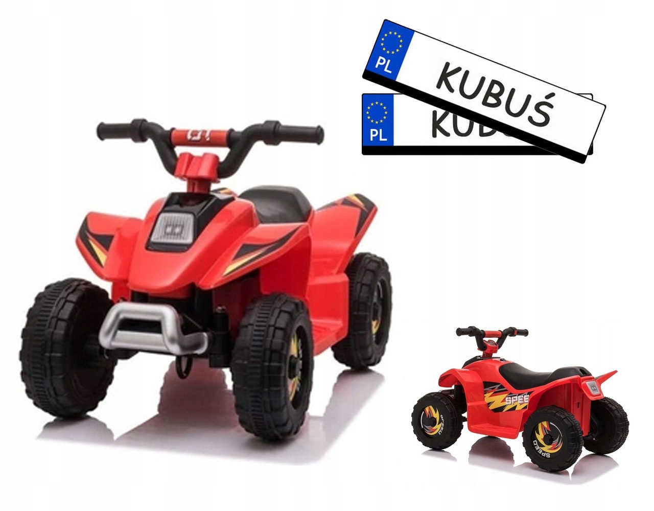QUAD NA AKUMULATOR DLA DZIECI Czerwony + Tablice