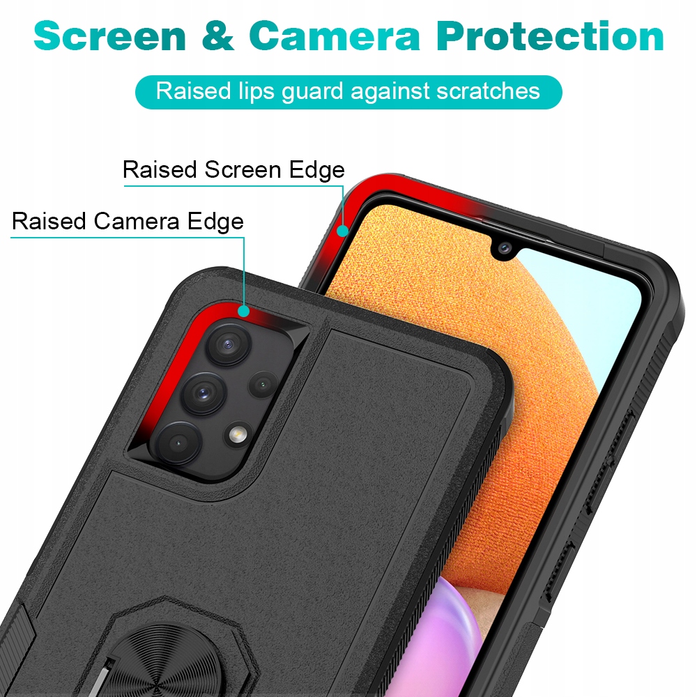 ETUI PANCERNE PRO RING DO SAMSUNG A32 5G +SZKŁO Kolor czarny