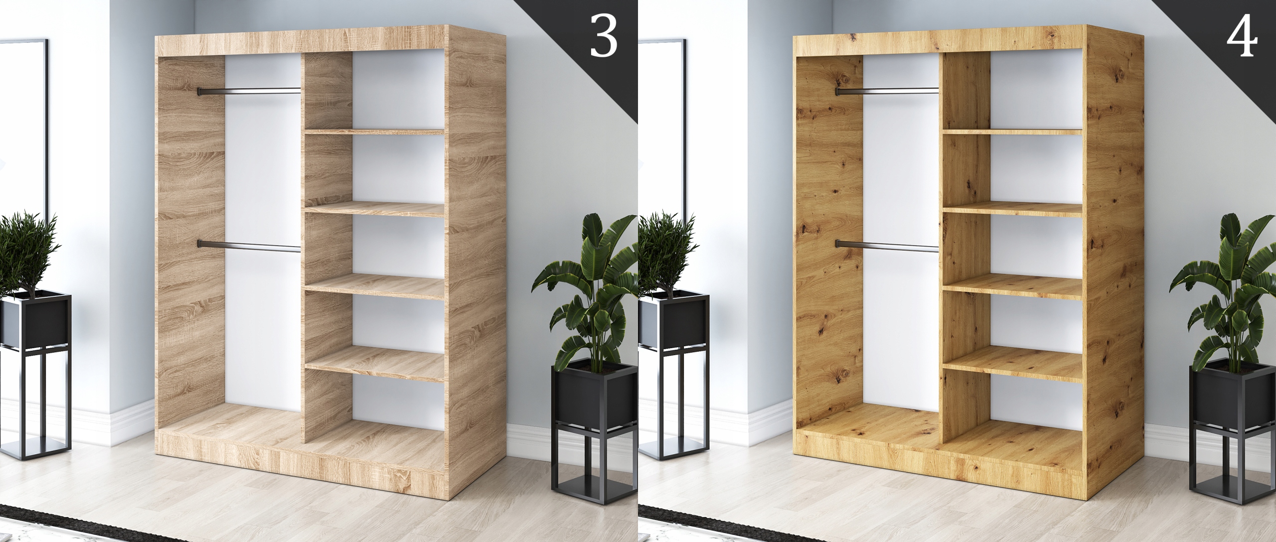 Korpus szafy 150 Regał BIAŁY MAT - RÓŻNE UKŁADY Szerokość mebla 150 cm