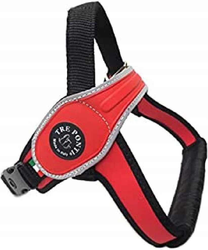 Levně Postroj pro psa obřího plemene XXL 90-120 cm Tre Ponti červený S Odrazkami